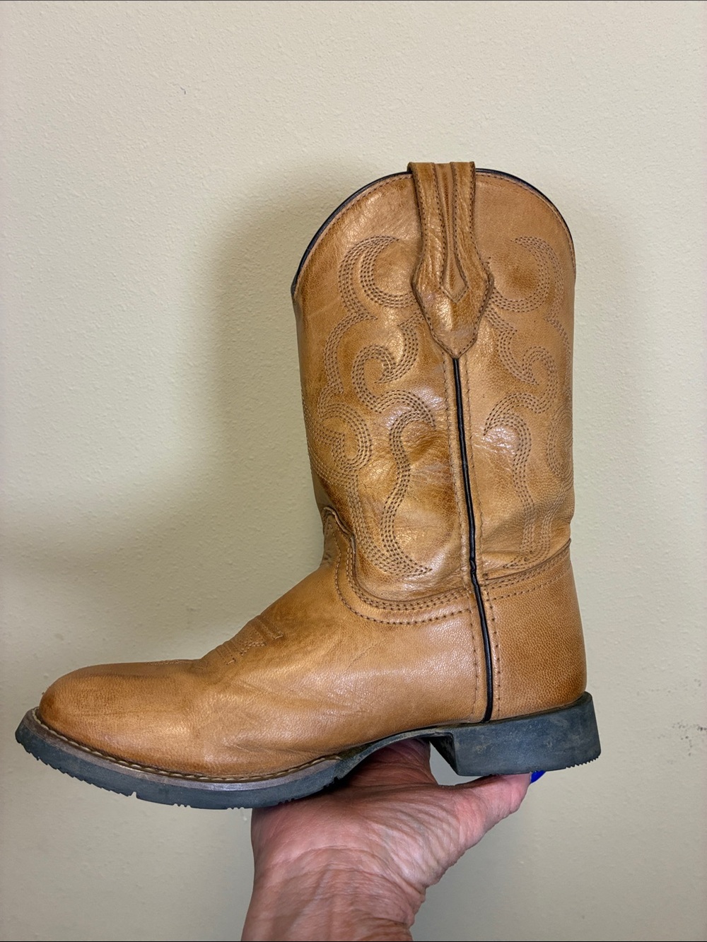 Cody James Tan Leather Heeled Western Boots, Size 4